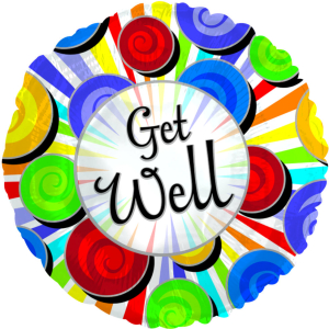 Get Well Swirls & Stripes 18" Pkg