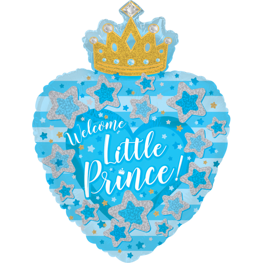 Boy Heart w/Crown 30" Shape Pkg