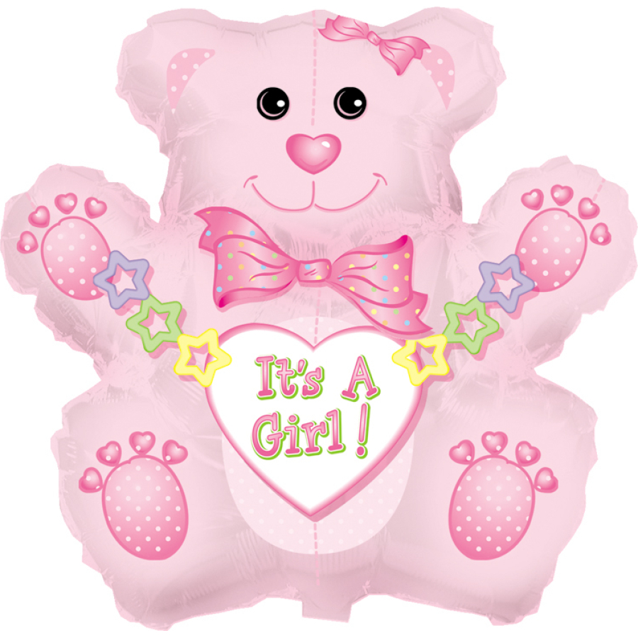 It's a Girl Bear 32" Shape Pkg