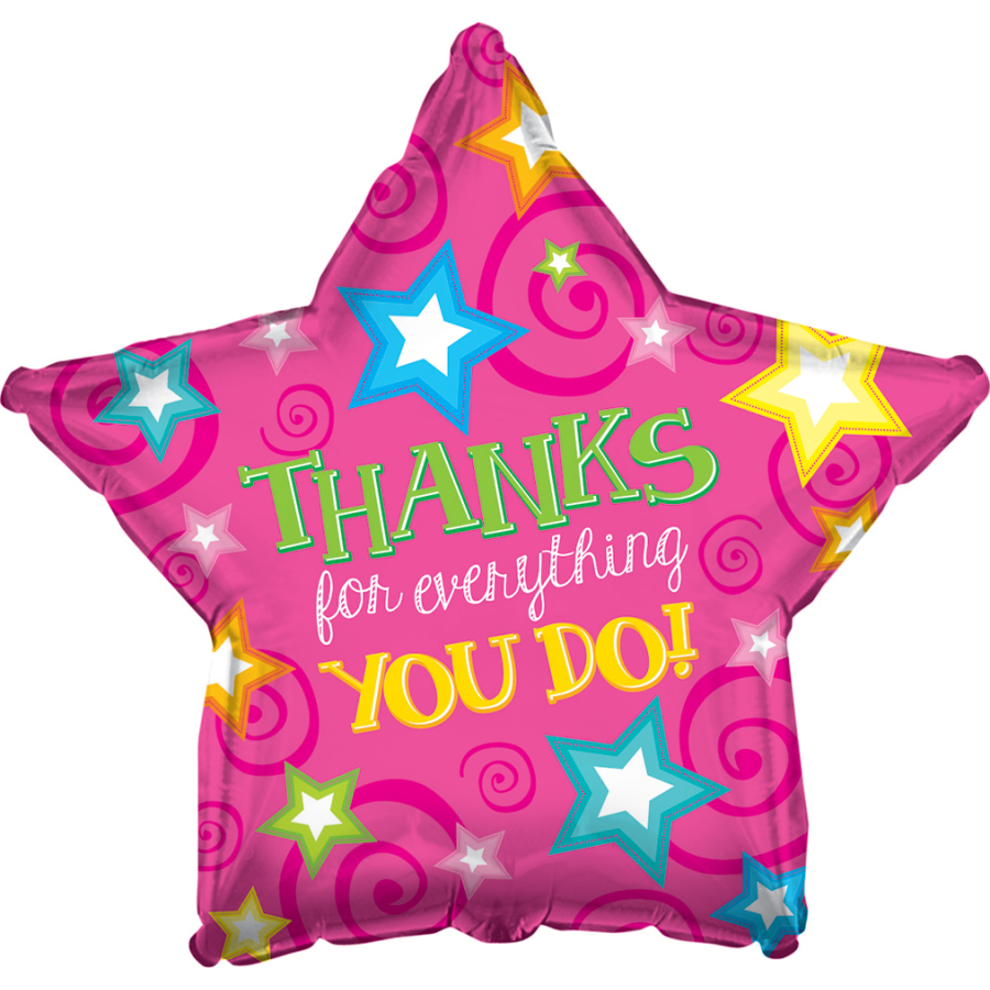 Thanks Pink Star 18" Pkg